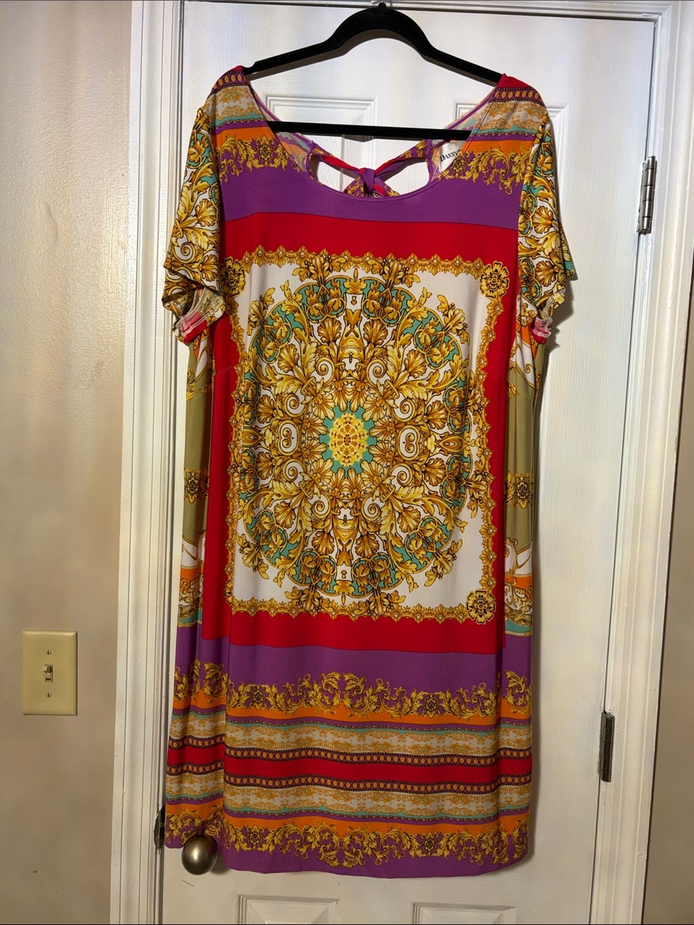 Danny Nicole Womens 18W Dress Colorful Multicolor Artsy Medallion Maximalist